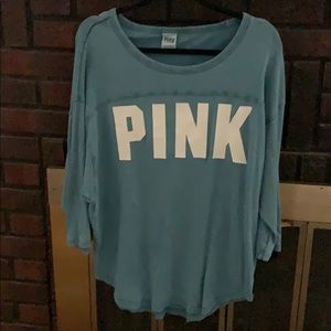 3/4 sleeve distressed PINK top